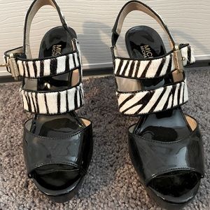 Michael Kors black and zebra striped heels